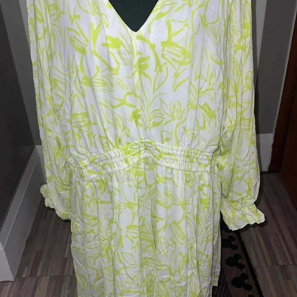 TORRID lime green and cream Mini Wash Gauze Wide Waist Skater Dress